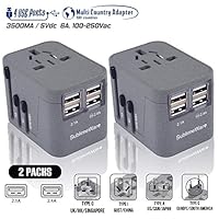 Travel Adapter China to USA- Power Plug Outlet - International Travel- w/4 USB Ports Work for 150+ Countries - 220 Volt Adapter - Type C A G I for UK Japan China EU Europe European