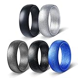 Egnaro Silicone Wedding Rings For Men,Stylish Silicone Wedding Bands,5/7 Rings Pack,Size 8-12,Comfortable fit,No-toxic,Skin Safe,Including Metallic Colored Styles