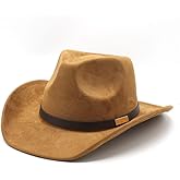 LIDHAY Cowboy Hat for Women Men Felt Wide Brim Cowgirl Hat Western Suede Hats for Cowboys and Cowgirls with Belt Buckle