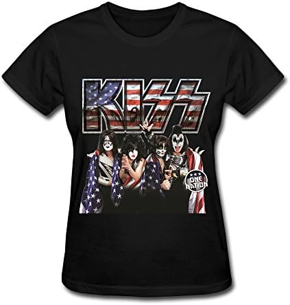 Women's Black T Shirt Rock Band Kiss Tour 2016