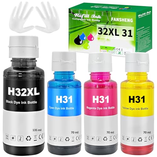 31 32XL Ink Compatible with HP 31 32 XL for Smart Tank 5105 5108 7305 7605 7005 7006 7008 7306 5106 for Smart Tank Plus 570 580 585 670 530 555 655 StampDoors (4 Pack, Black/Cyan/Magenta/Yellow)