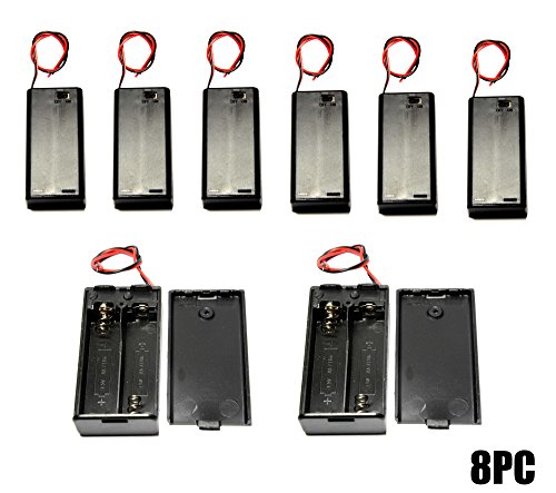 WAYLLSHINE 8PCS ON/OFF Switch With Cover 2x 1.5V AA Battery Holder Battery Case Battery Box with 5.5