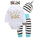OUTGLE Newborn Baby Girl Toddler White Romper + Stripe Trousers + Hat + Headband Autumn Winter Outfits (0-3 Months, Multicolor)