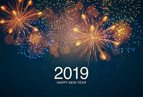 Yeele 2019 Backdrops 7x5ft /2.2 X 1.5M The Year Displayed with Fireworks and Strobes New Year and Holidays Concept Pictures Adult Artistic Portrait Photoshoot Props Photography Background