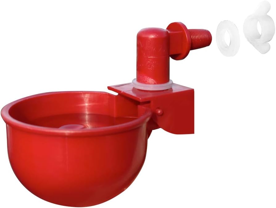 RentACoop Automatic Chicken Water Nipple Cup Waterer Kit for Poultry (Pack of 6)