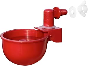 RentACoop Automatic Chicken Water Nipple Cup Waterer Kit for Poultry (Pack of 6)