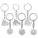 Gzingen Teacher Appreciation Gifts, 6pcs Heart & Circle Pendant Teacher Keychain Set Thank You Gifts for Teachers Jewelry Gift Graduation Gifts for Teachers