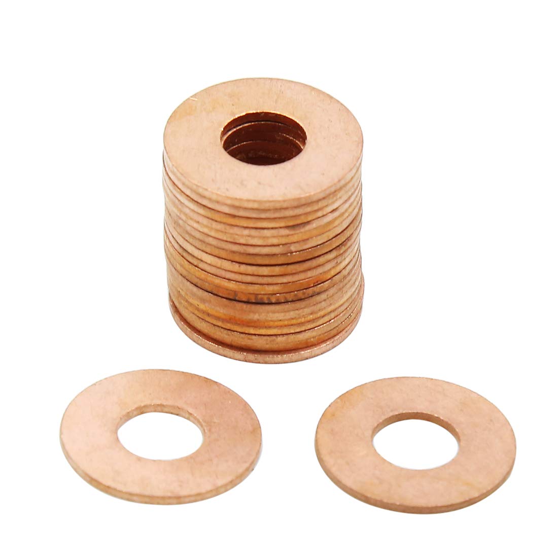 X AUTOHAUX 20pcs 7mm Inner Diameter Copper Washers Flat Sealing Gaskets Ring — image 1