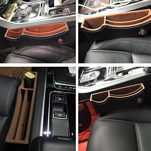Jaguar Seat Gap Filler, Console Side Pocket,Seat Console Organizer, Car Pocket Organizer, Car Interior Accessories, Car Seat Side Drop Caddy Catcher (Black)
