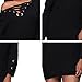 BOBIBI Womens Lace Up Front V Neck Long Sleeve Knit Pullover Sweater Mini Dress Top,Black,X-Large