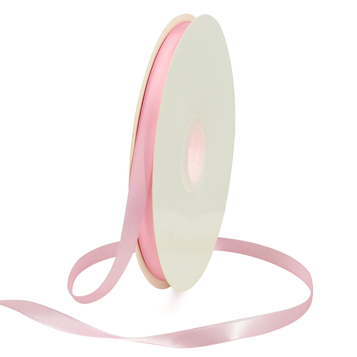 Photo 1 of TONIFUL 3/8 Inch x 100yds Light Pink Satin Ribbon Thin Solid Fabric Ribbons Roll for Gift Wrapping Invitation Floral Hair Balloons Craft Party Wedding Decoration Valentine's Day Bouquet