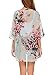 Women's Sheer Chiffon Blouse Loose Tops Kimono Floral Print Cardigan (L, Green)