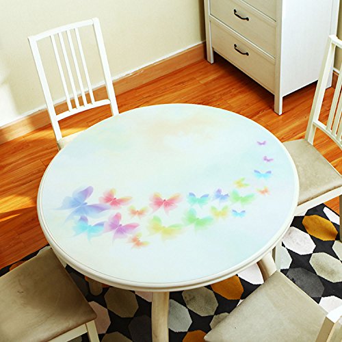 Ayervici Pvc Round Tablecloth Lovely Pvc Table Protector Oil-proof, Waterproof Stain-resistant Table Cover (Butterfly,Diameter 27.5")