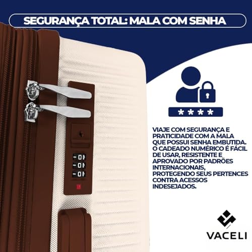 Mala de Bordo 10kg Mochila Bagagem de Mão com 4 Rodas Duplas 360° | Mala de Viagem, Expansivel, Aprovada ANAC, Cadeado AntiFurto TSA, Alça Lateral, com Divisória, Leve, Resistente