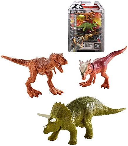 Jurassic World Fallen Kingdom 3 Pack of Dinosaurs Figures With Metallic T Rex 2018
