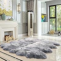 Genuine Gray Sheepskin Rug Large Sheep Skin Throw Blanket (Octo / 6×7.5 ft)