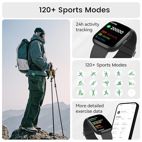 Smart Watch with Alexa Built-in, 1.83" HD Fitness Watch with Bluetooth Calling, New Smartwatch with Heart Rate/Sleep Monitor/Stress, 110+ Sports Modes, IP68 Waterproof Activity Tracker for Android iOS