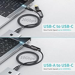 PHIXERO USB C to USB C Cable 1Ft, 20Gbps Data