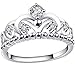BOHG Jewelry Womens Fashion Silver-Plate Cubic Zirconia CZ Cute Princess Crown Tiara Ring Wedding Band Size 10