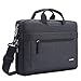 MOSISO Polyester Messenger Shoulder Bag with Adjustable Depth at Bottom Compatible 15-15.6 Inch Laptop, Pure Black