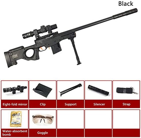 Fernando Guapo Mini Plastic AWM Water Pistols Toys for Kids,Counter-Strike Game Sniper Rifle Gun Model Children Toy Water Bullet Ball Guns Gun Length: 80cm (Black Gun Set)