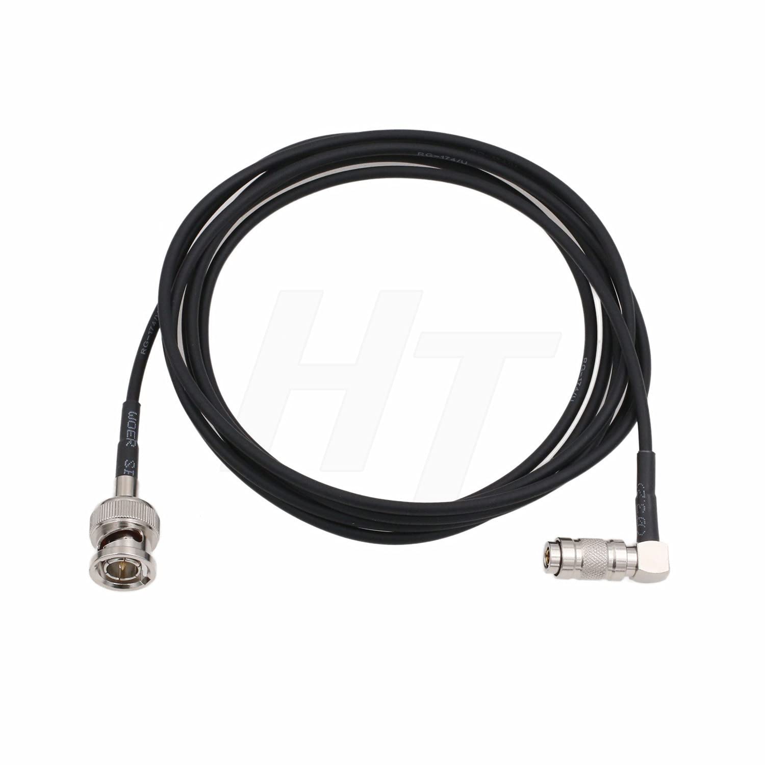 HangTon Thin Flex 3G HD-SDI Video Coaxial Cable 75 ohm Right Angle DIN 1.0/2.3 to Male BNC for Blackmagic Camera Video Assist Monitor 2m