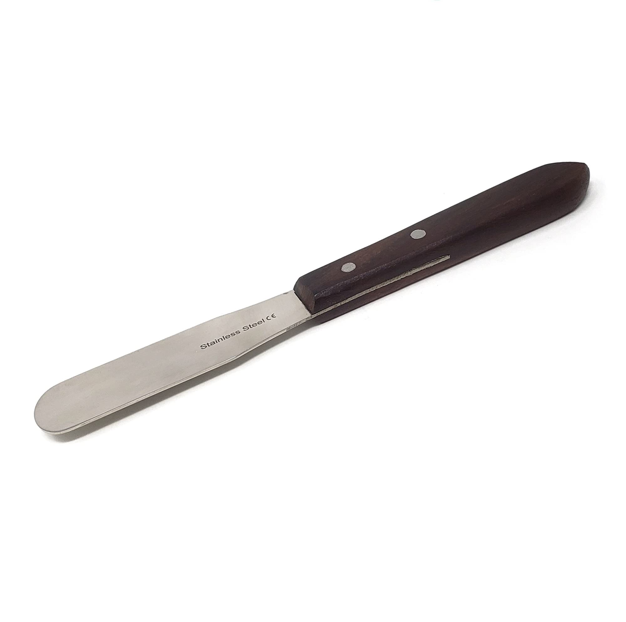 Stainless Steel Lab Spatula with Wooden Handle, 3" Blade, 0.62" Blade Width, 7" Total Length