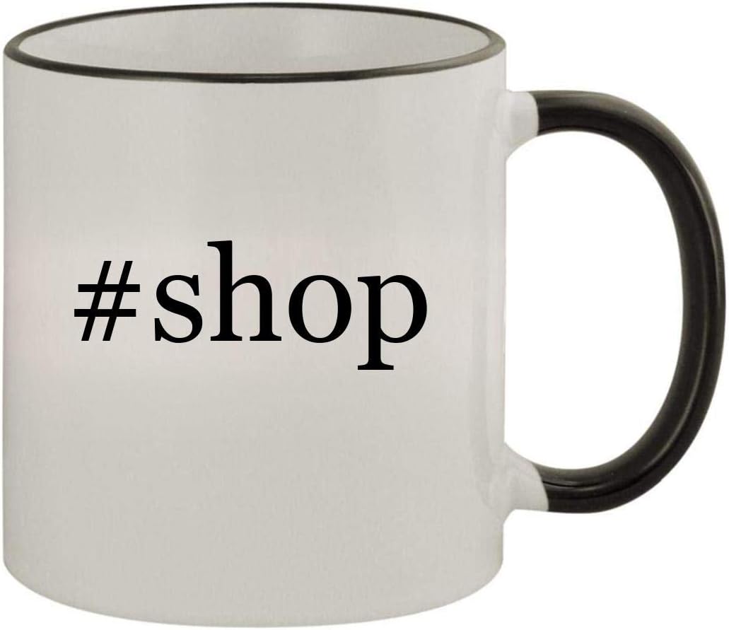 #shop - 11oz Ceramic Colored Rim & Handle Coffee Mug, Black