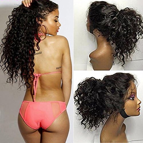 Fyonas Deep Curly Wave Wig Brazilian Virgin Hair Human Hair Wigs with Baby Hair for Black Women Water Wave Pre Plucked Hairline Glueless Lace Front Wigs (130% Density Lace Front Wig,16" Natural Color)