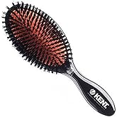 Kent CSFL Classic Shine Large Oval Cushion Straightening Brush and Hair Detangler - Natural Black Boar Bristle Hair Brush - Shine Hair Brush and Scalp Scrubber for Long Thick Hair + Hairbrush Cleaner