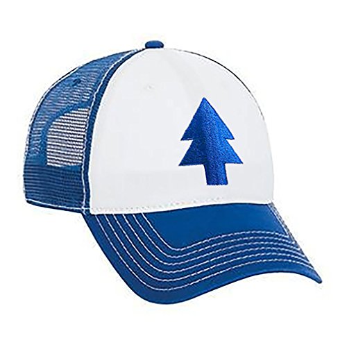 DIPPERS PINE TREE HAT - EMBROIDERED TRUCKER - blue - Unisex Snap Back
