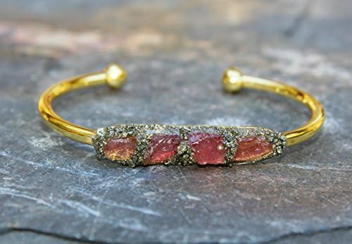Raw Crystal Gemstone Bracelet with Ruby