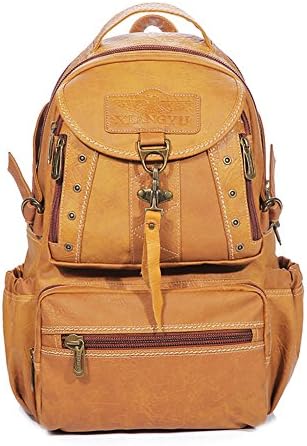 Yaoko Women Fashion college school bag Hiking travel backpack (Camel)
