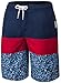 TSLA Men's 11 Inches Swimtrunks Quick Dry Water Beach, Color Block(msb02) - Navy & Red, Large.