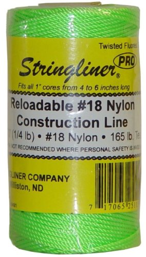 Stringliner 35115 270' Twisted Nylon Construction Line Fluorescent Green 1/4-lb. Replacement Roll