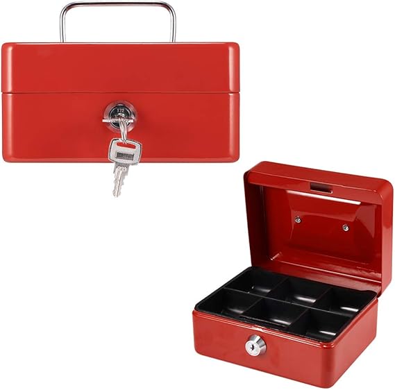 Viitech Cash Box with Money Tray and Secure Lock, Mini