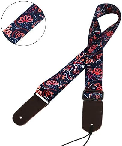 UBETA Guitar Strap Jacquard Weave Hootenanny Style & Genuine Leather Ends Apply to Acoustic and Electric Guitar, Bass - C13