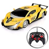 Baztoy Remote Control Cars 27MHz High Speed RC Car Toys 1:24 Scale Electric Fast Sport Racing Yellow Model Vehicle Best Boys Gifts for Children with LED Headlight and Controller for 4-14 Year Old Kids