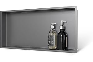 MERRANOX 24'' × 12'' Shower Niche, Gunmetal Gray Stainless Steel Wall Niche, Recessed Niche Shower for Bathroom Storage, No Tile Needed, Easy Installation