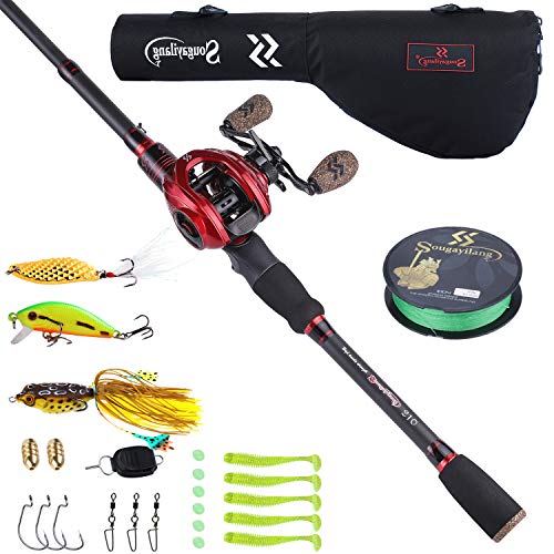 Sougayilang Baitcaster Combo Telescopic Fishing Rod and Reel Combo