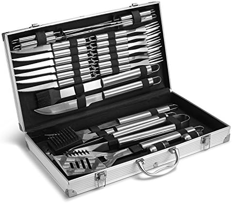 Grill Tool Set BBQ Tool set Barbecue tool set 24-piece Stainless Steel Grill Utensils with Aluminum Storage Case