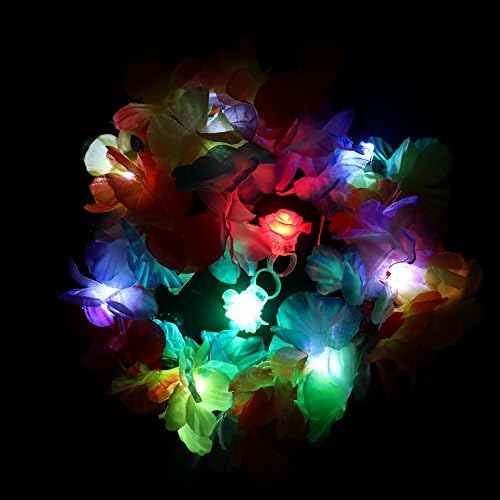LED Flower Wreath Headband Hawaii For Party Wedding Festival Crown Floral Garland Headdress with LED flower ring Hawaii flower necklace