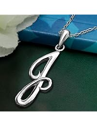 Collar con colgante personalizado de letras del alfabeto de plata de ley con diseño de mar de hielo, regalo para mujeres, niñas, niños de la A a la Z, 18.0 in
