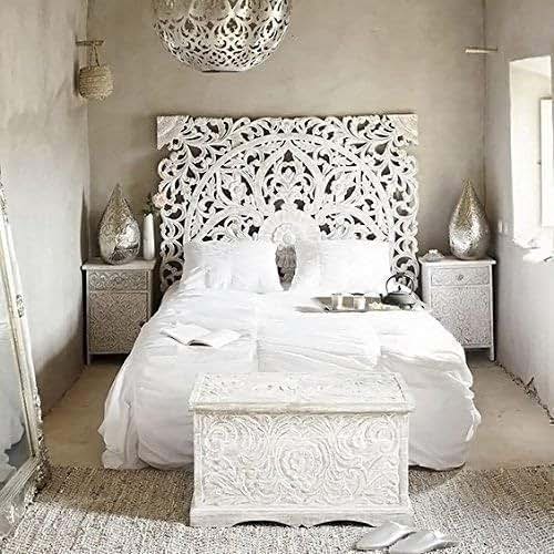 Balinese Hand Carved King Size Bed Headboard Reclaimed