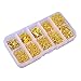 In A Box(1030pcs/box) Kit With Gold Plated Jump Rings 4mm 5mm 6mm 8mm 780 Pcs and Lobster Clasps 12mm 60 Pcs and Ribbon Clamp Crimps with Loop 6mm 8mm 10mm 60 Pcs and 130 Pcs Alloy Drop End
