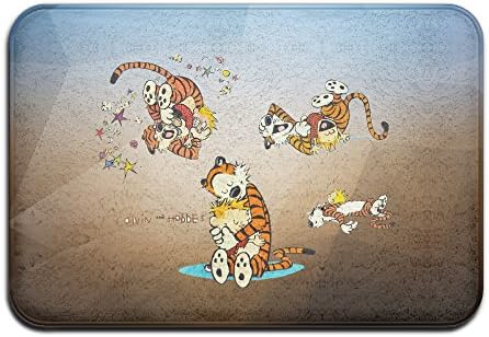 ZHEME Calvin And Hobbes Lovely Home Furnishing Bathroom NonSlip Rug 23.6Lx15.7W