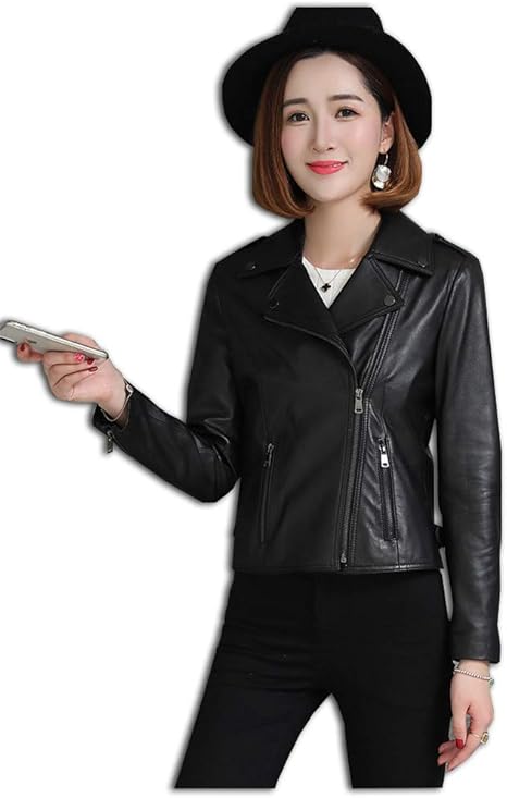 Amazon レザージャケット レディース 本革 ライダースジャケット 革ジャン シープレザー ラムレザー 本革 コート 秋冬 春 ブラック コート ジャケット 通販