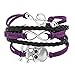 LovelyJewelry Braided Leather Wrap Bracelet Sideways Infinity Skull Music Note Girls Wristband Bracelets