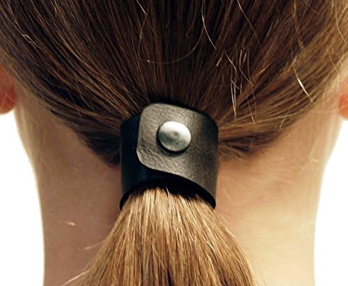 Espresso hair tie by Hairtyz (single piece) | Leather ponytail holder - hair accessory - scrunchie | Hide your elastic band - modular - flexible | Snap them together for long hair