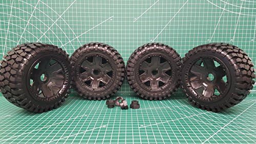 IMEX Front &amp; Rear K-Rock Tire &amp; Yuma Black Beadlock Rim Set (x4) 24mm Hex &amp; 17mm Square Hub